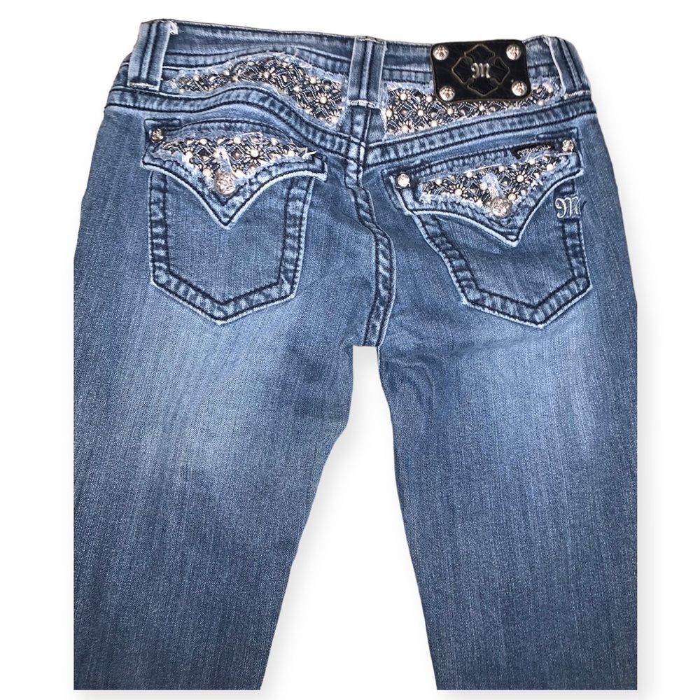 Miss Me Light Blue Rhinestone-Embellished Skinny Jeans